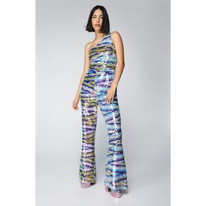 NWT NASTY GAL Premier Marble Asymmetric Jumpsuit 12